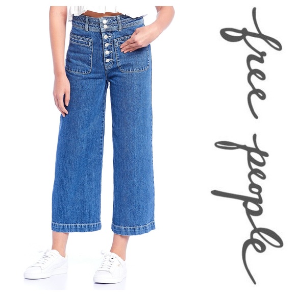 New Free People Colette Wide Leg in Indigo Blue - Picture 7 of 8